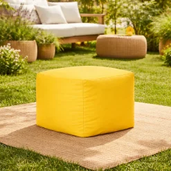 Pouf cube d'extérieur jaune ARTA