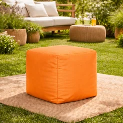 Pouf cube d'extérieur orange ARTA