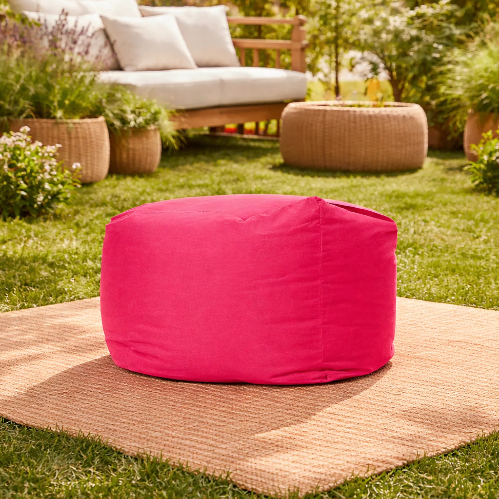 Pouf cube d'extérieur rose ARTA