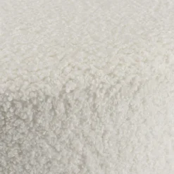 Pouf de salon blanc tissu bouclettes TIM