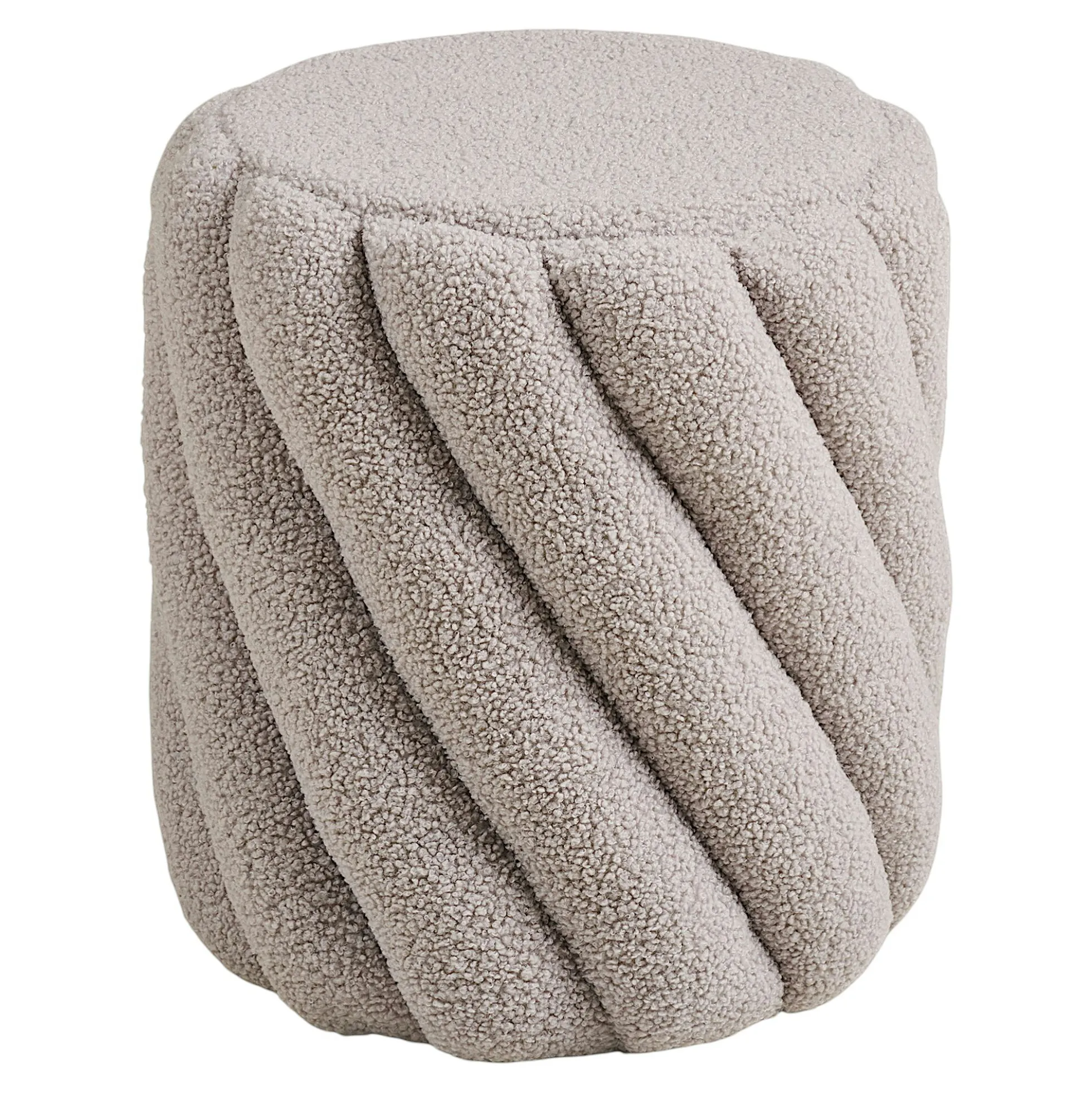 Pouf de salon bouclette grise à larges bandes BERLIN
