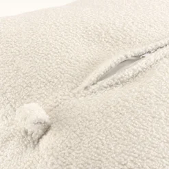 Pouf de salon carré blanc tissu bouclettes TIM