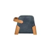 Pouf design bleu avec poignée en bois IENA