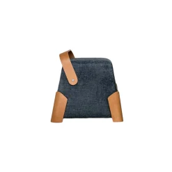 Pouf design bleu avec poignée en bois IENA