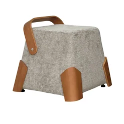 Pouf design cendre avec poignée en bois IENA