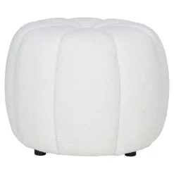 Pouf en tissu blanc cassé BERLIN