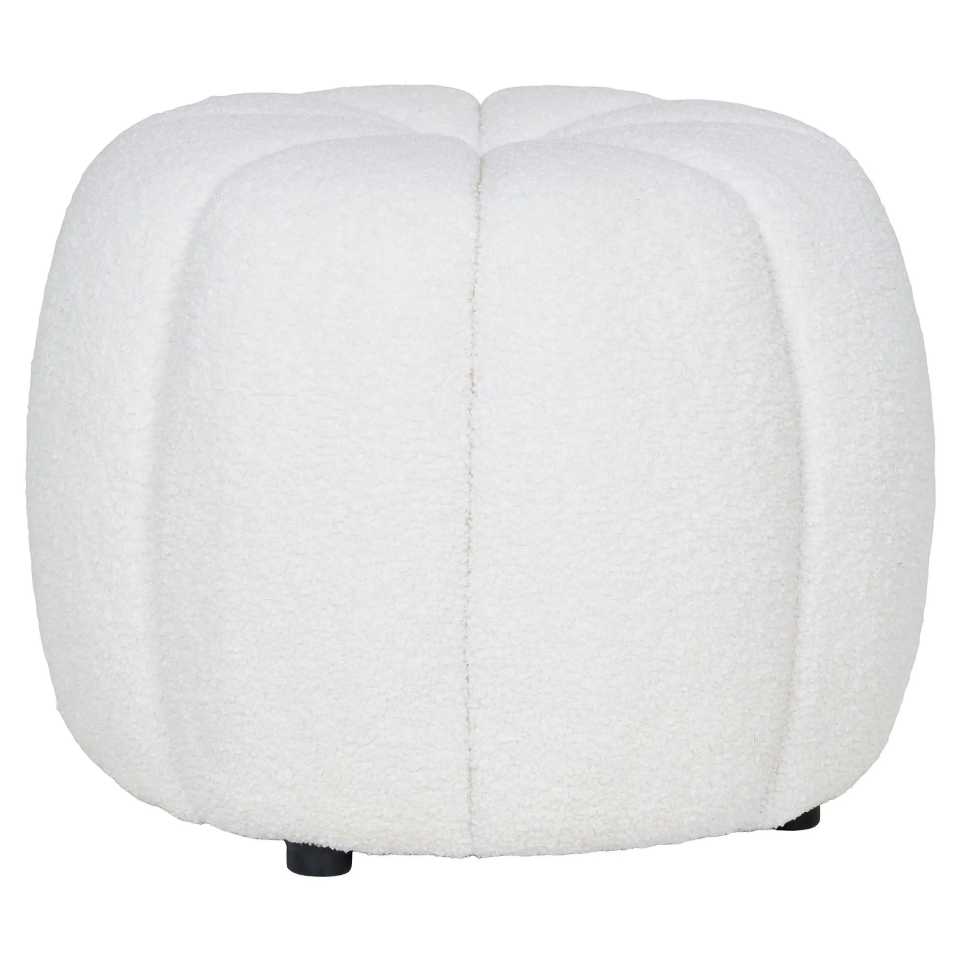 Pouf en tissu blanc cassé BERLIN