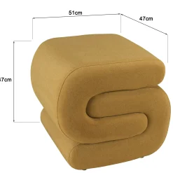 Pouf en tissu effet velours jaune moutarde COLOMBUS