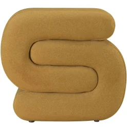 Pouf en tissu effet velours jaune moutarde COLOMBUS