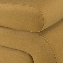Pouf en tissu effet velours jaune moutarde COLOMBUS