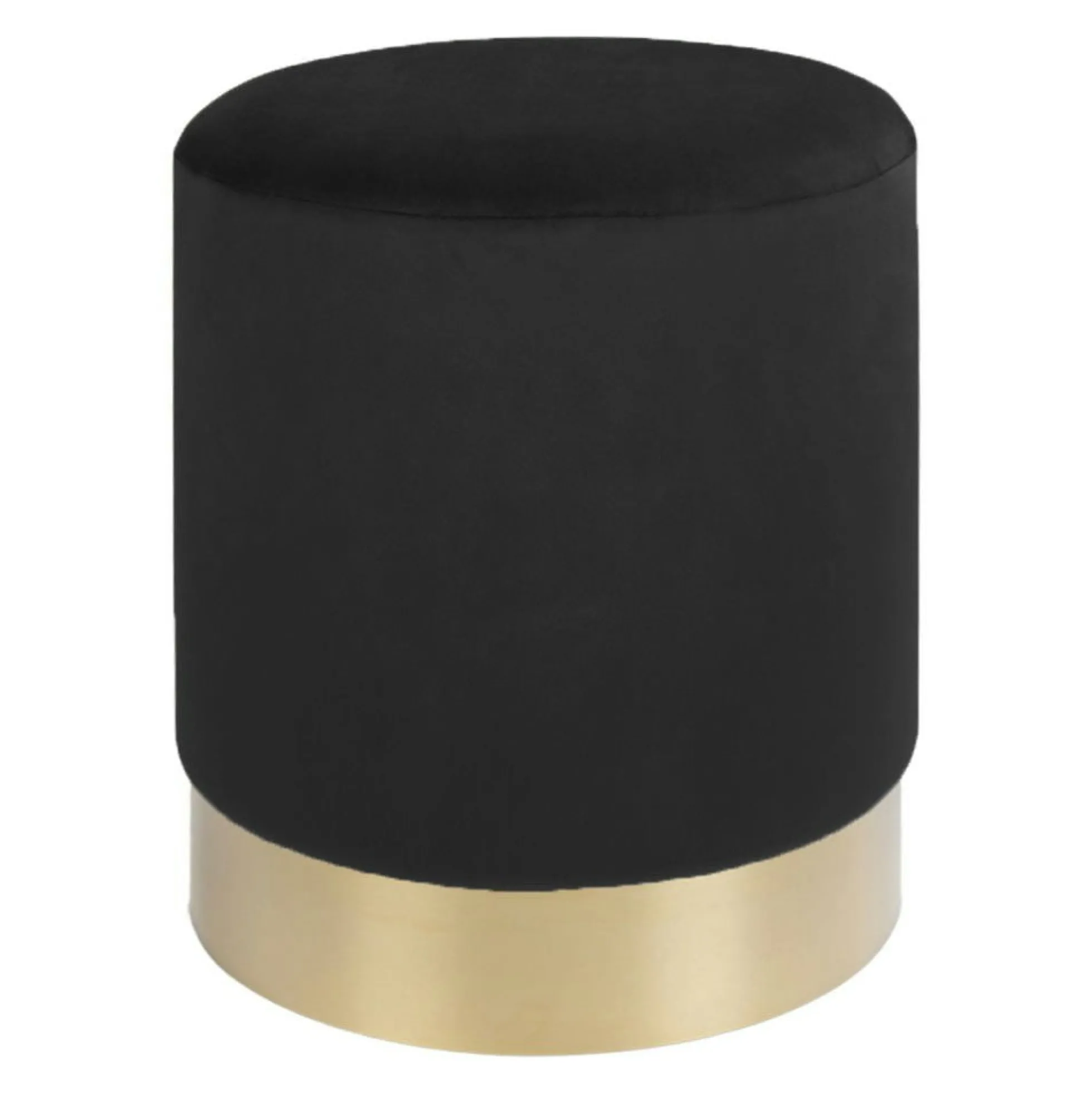 Pouf en velours noir sur base dorée BRUGES