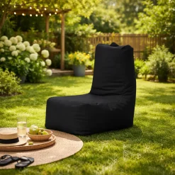 Pouf extérieur à dossier haut noir ARTA