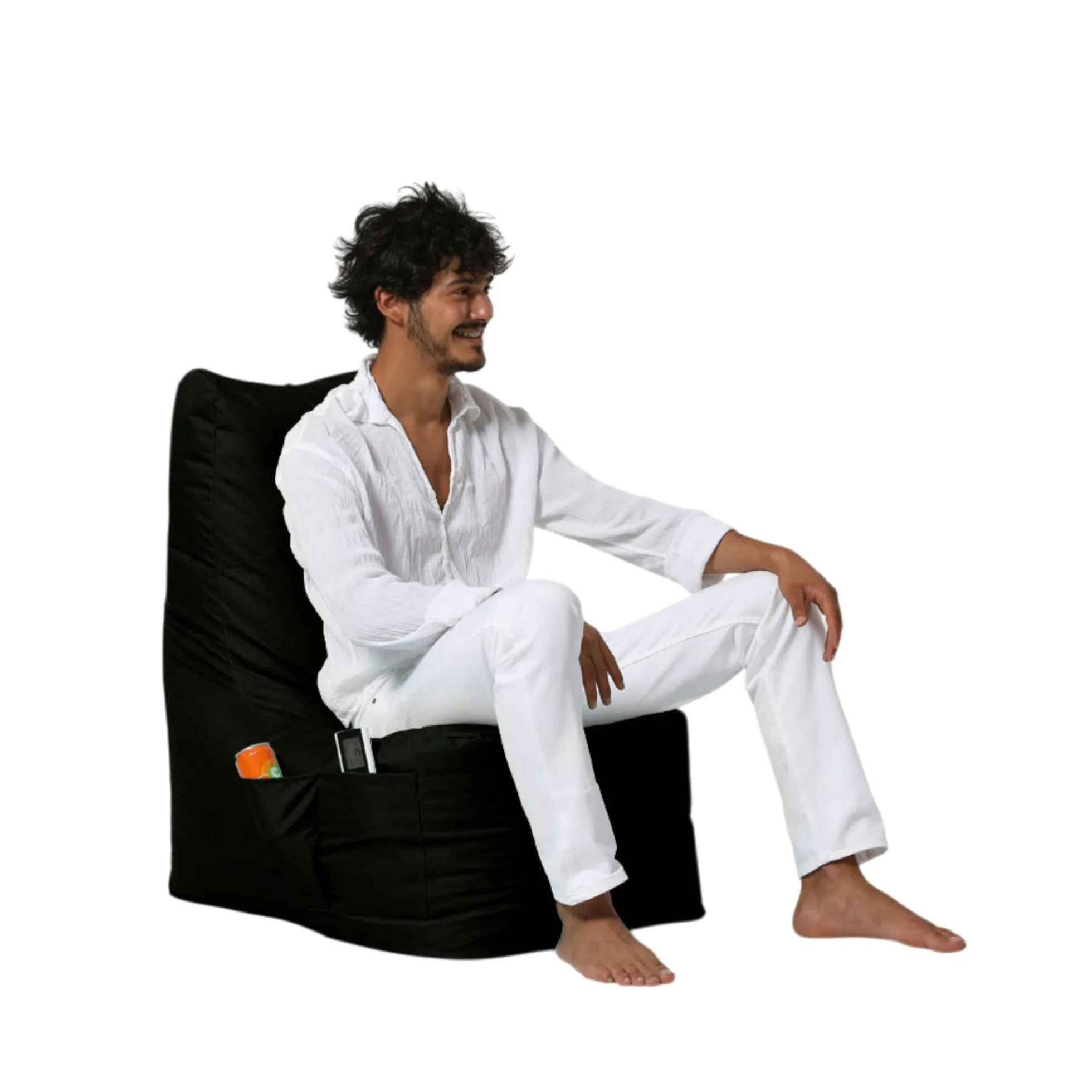 Pouf extérieur à dossier haut noir ARTA
