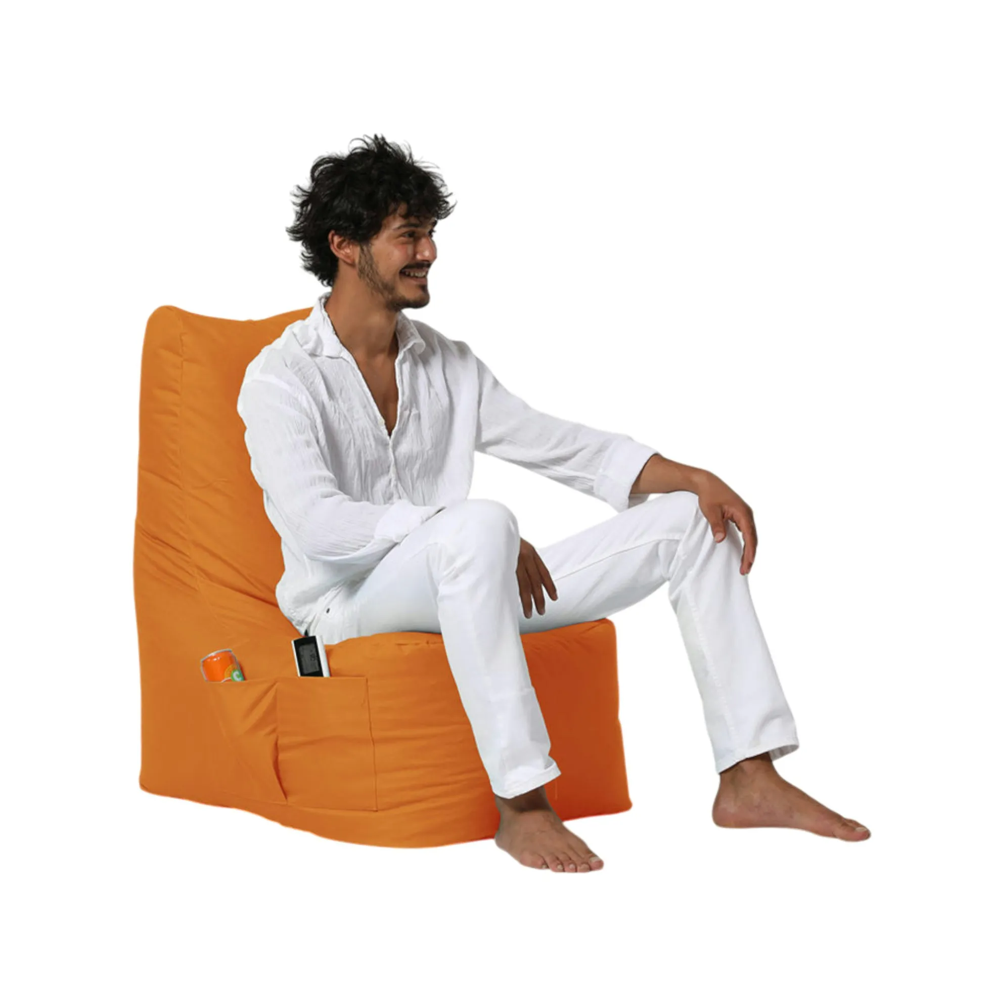 Pouf extérieur à dossier haut orange ARTA