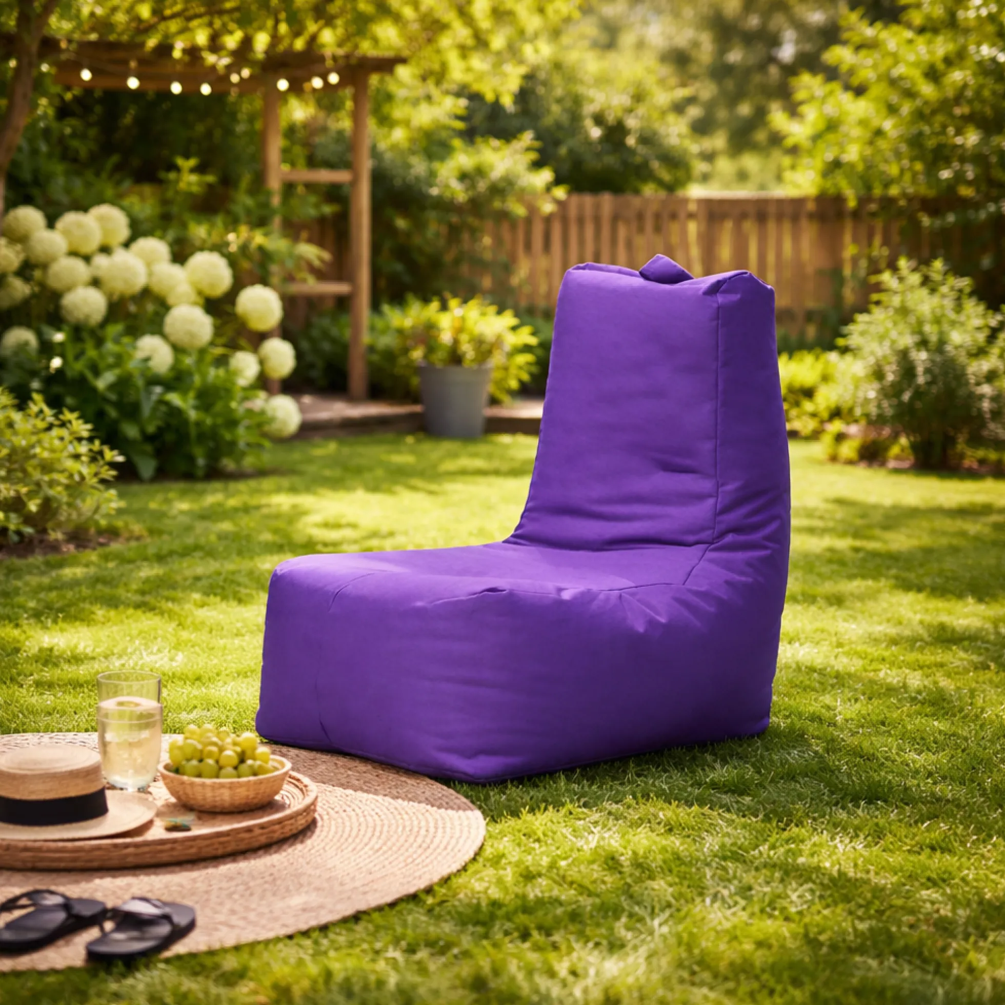Pouf extérieur à dossier haut violet ARTA