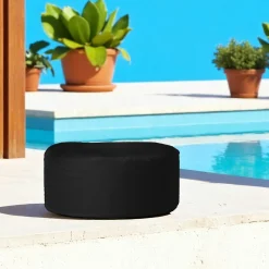 Pouf extérieur imperméable noir - forme ronde ARTA