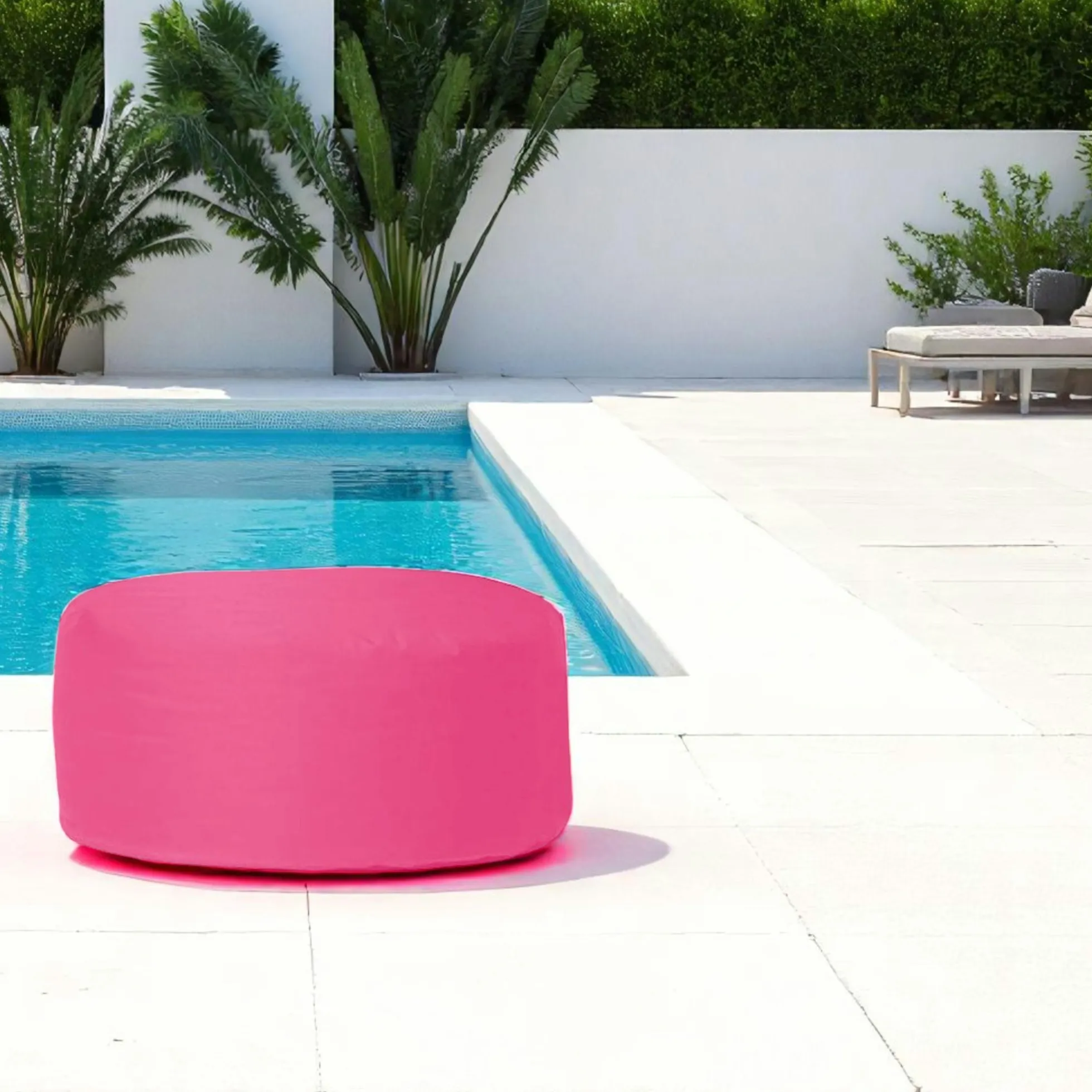 Pouf extérieur imperméable rose - forme ronde ARTA