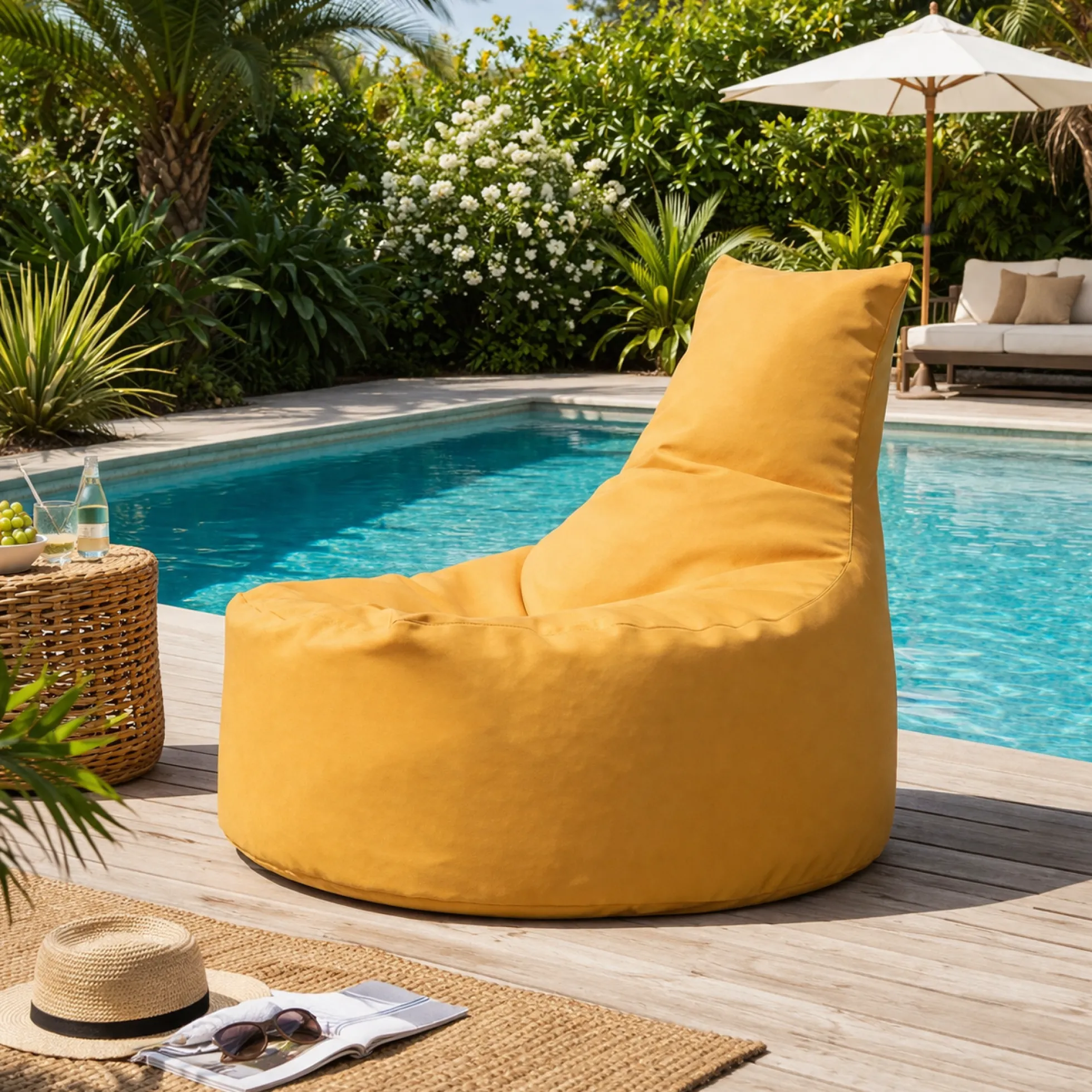Pouf extérieur jaune avec dossier ARTA