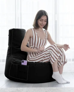 Pouf extérieur noir avec poches ARTA