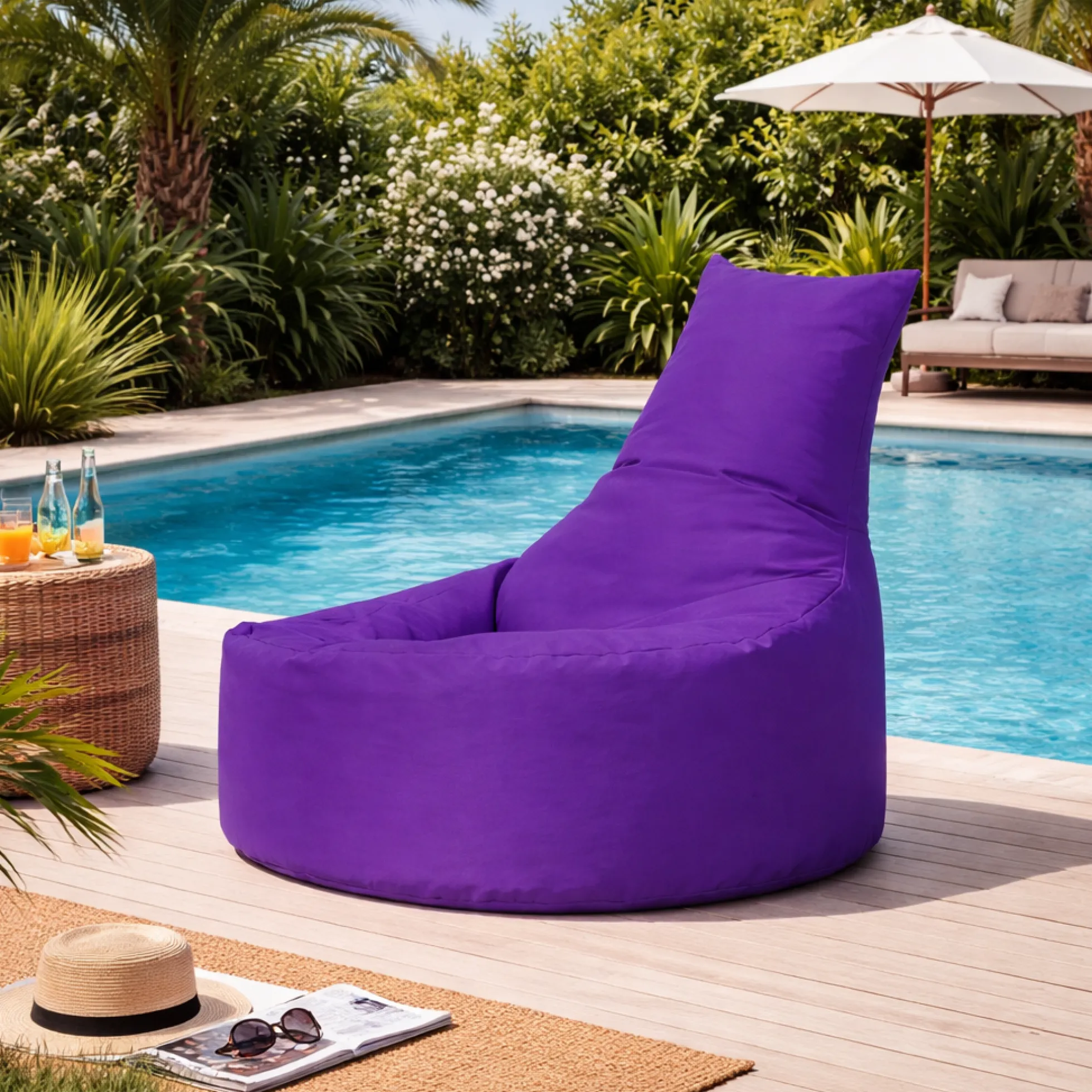 Pouf extérieur violet avec dossier ARTA