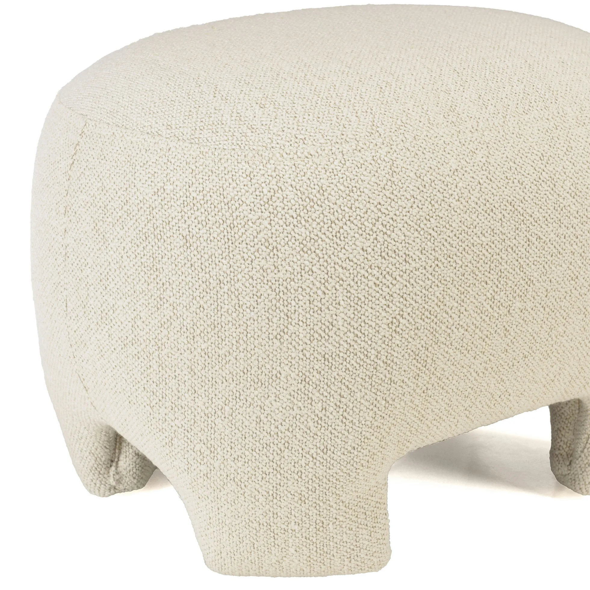 Pouf forme designen tissu petite bouclette beige COLOMBUS
