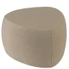 Pouf forme galet en tissu effet velours beige foncé COLOMBUS