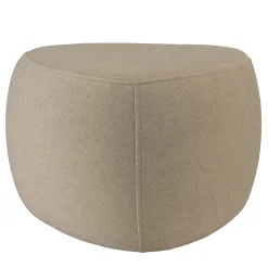 Pouf forme galet en tissu effet velours beige foncé COLOMBUS