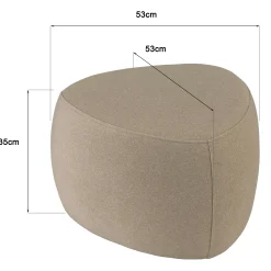 Pouf forme galet en tissu effet velours beige foncé COLOMBUS