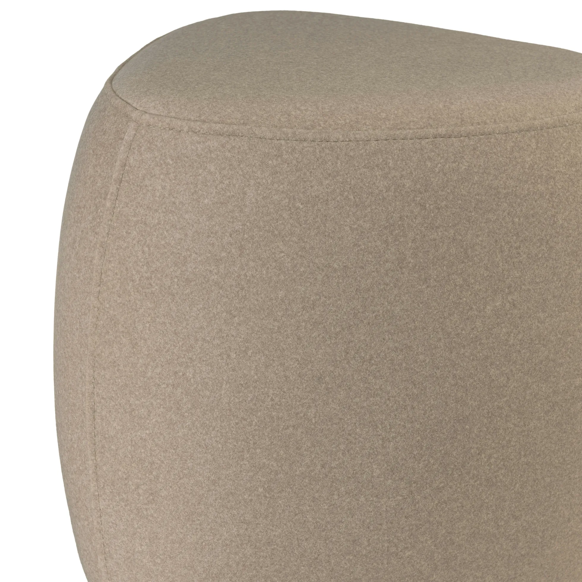 Pouf forme triangle en tissu effet velours beige foncé COLOMBUS