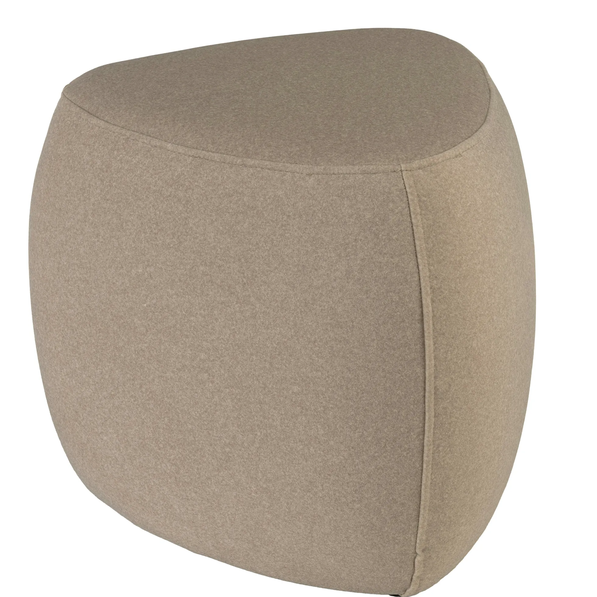 Pouf forme triangle en tissu effet velours beige foncé COLOMBUS