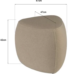 Pouf forme triangle en tissu effet velours beige foncé COLOMBUS