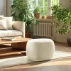 Pouf galet en tissu petite bouclette beige COLOMBUS