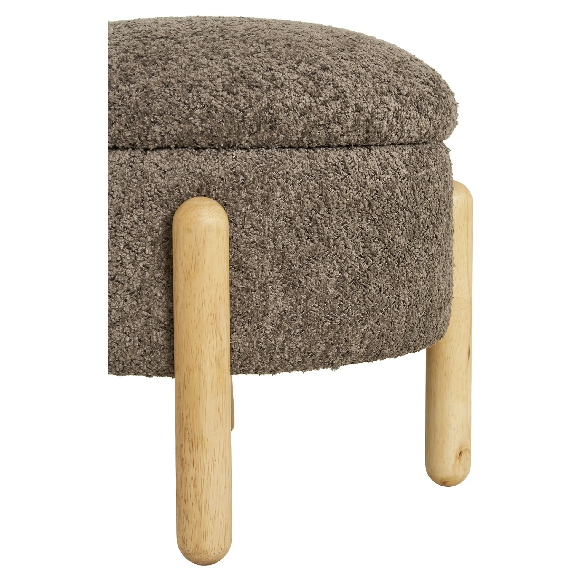 Pouf marron avec rangement, pieds en bois blond BRUGES