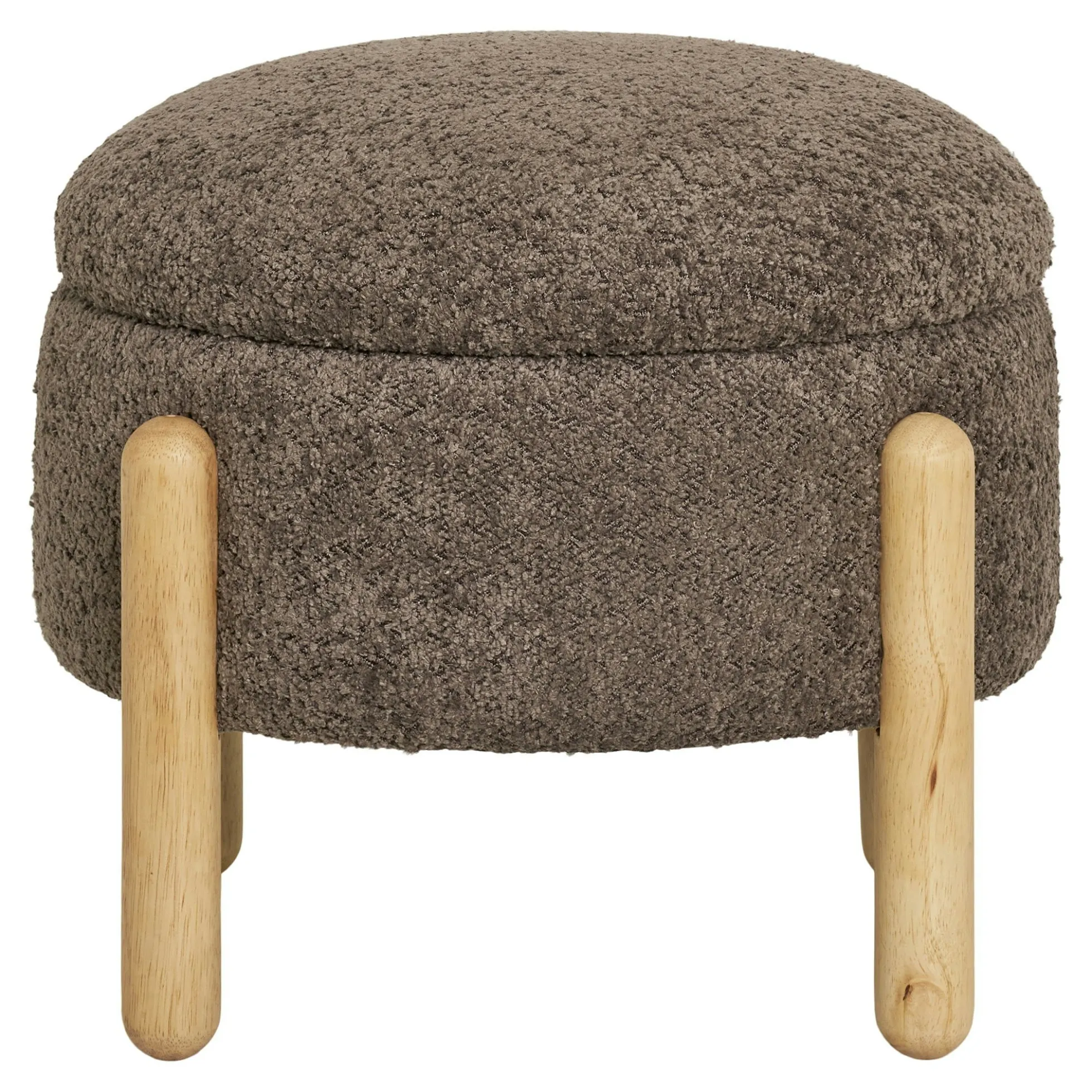 Pouf marron avec rangement, pieds en bois blond BRUGES