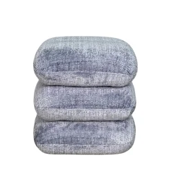Pouf pivotant gris bleu effet coussins empilés IENA