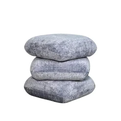 Pouf pivotant gris bleu effet coussins empilés IENA