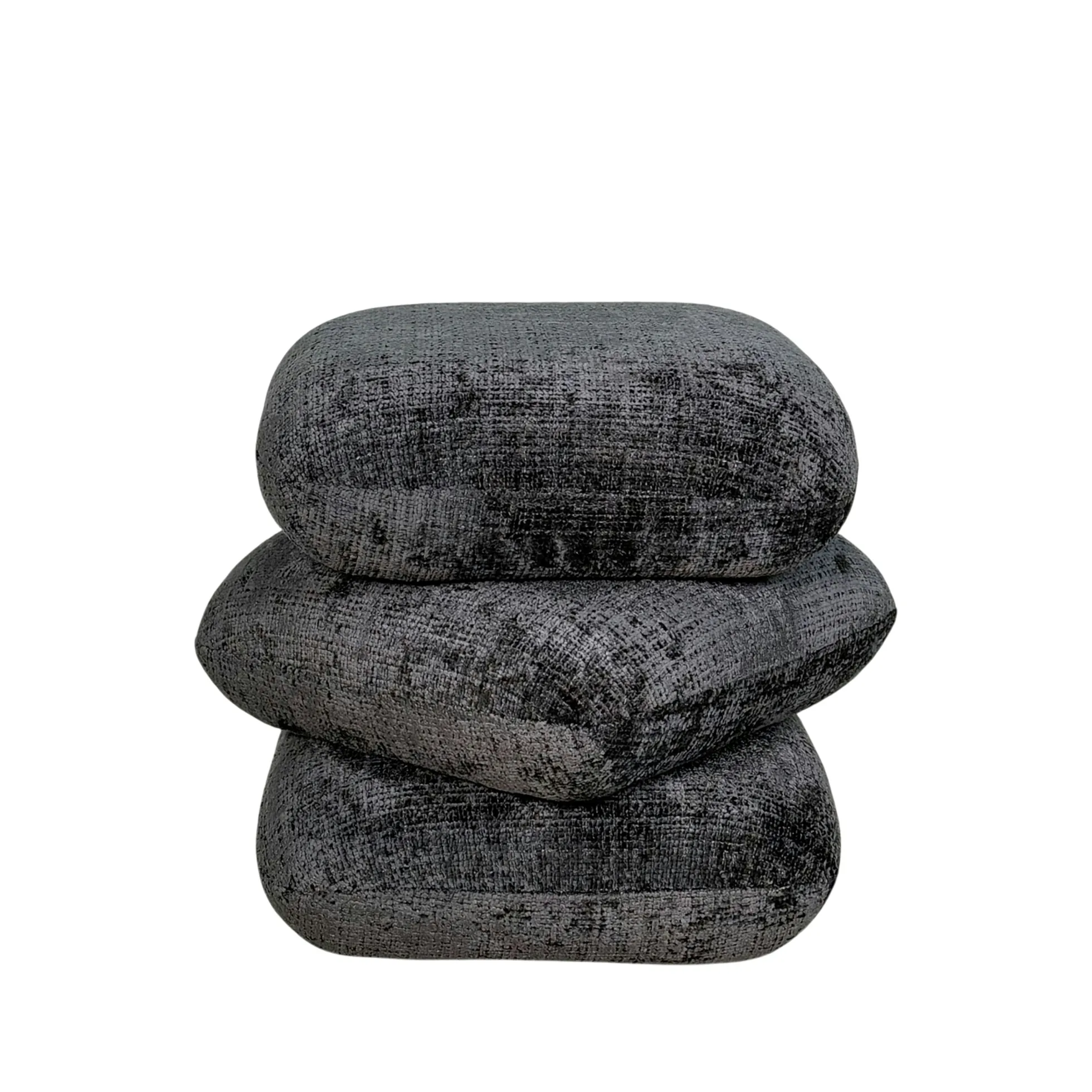 Pouf pivotant gris foncé effet coussins empilés IENA