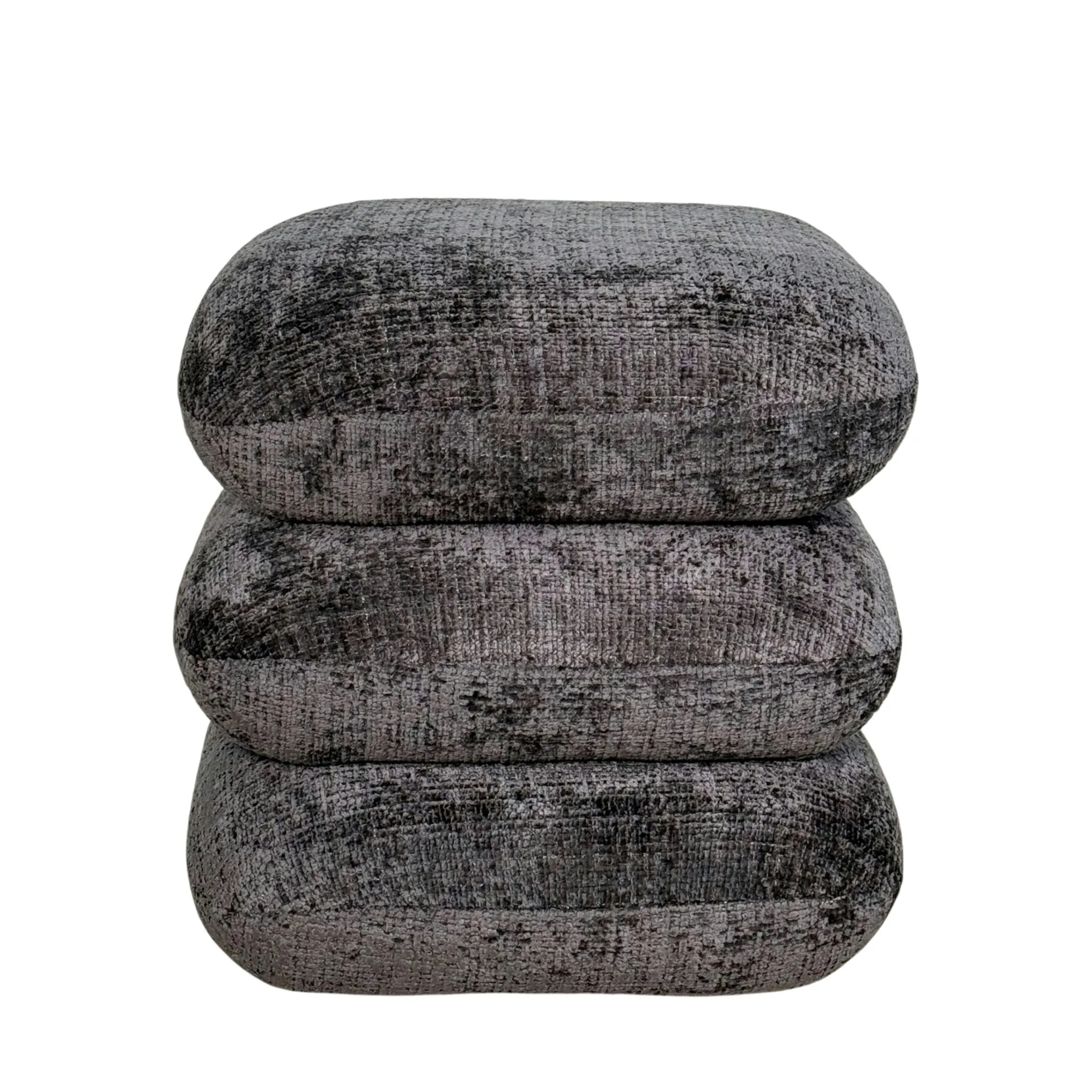 Pouf pivotant gris foncé effet coussins empilés IENA