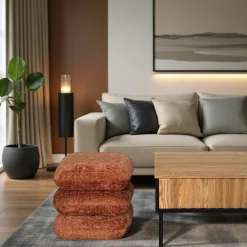 Pouf pivotant terracotta effet coussins empilés IENA