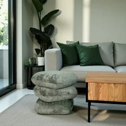 Pouf pivotant vert effet coussins empilés IENA