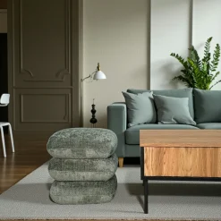 Pouf pivotant vert effet coussins empilés IENA