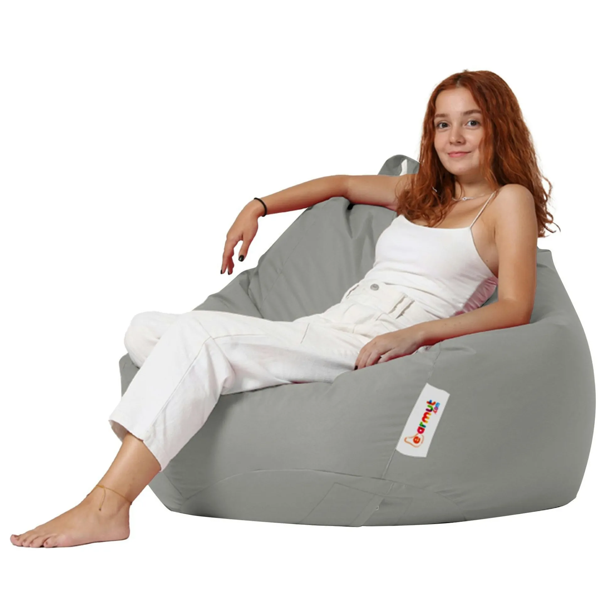 Pouf poire XXL extérieur gris ARTA