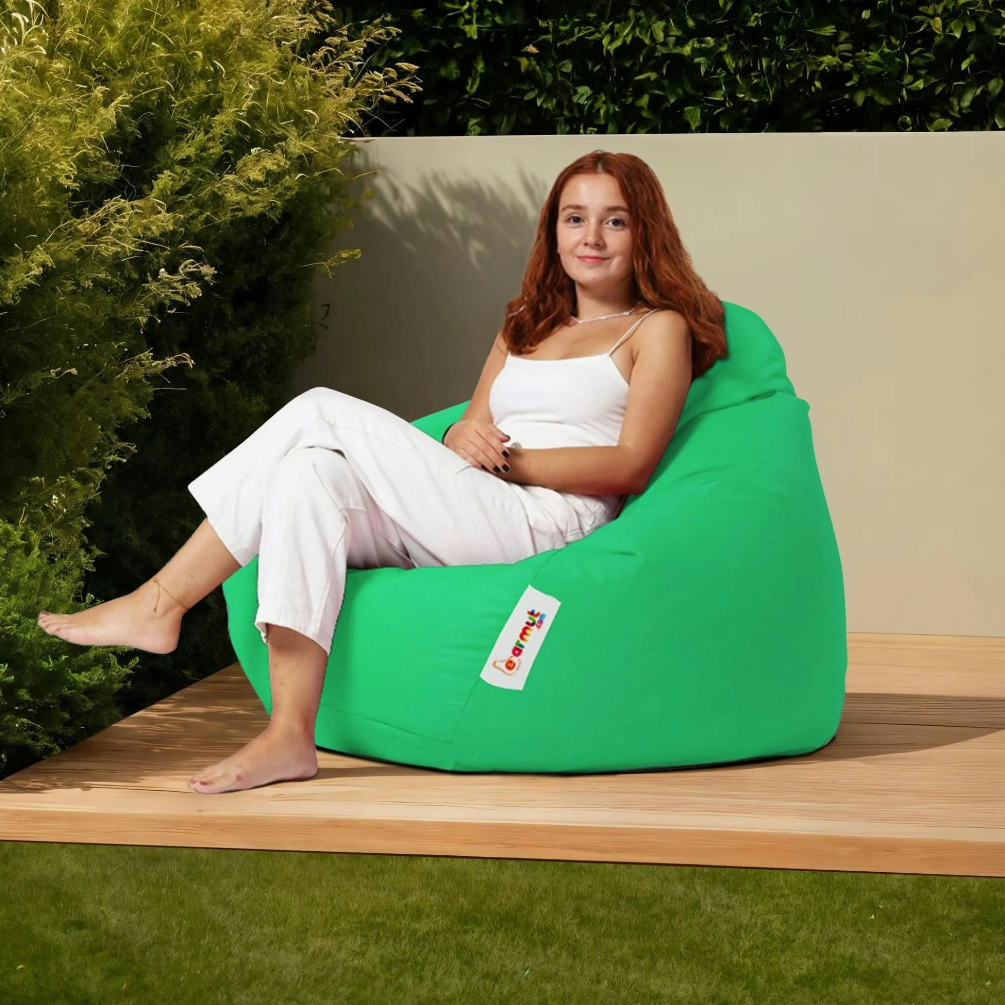 Pouf poire XXL extérieur vert ARTA