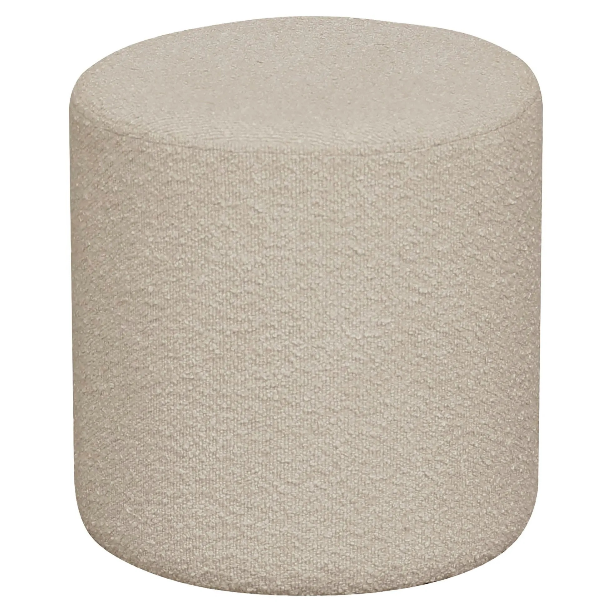 Pouf rond beige en tissu bouclette BRUGES