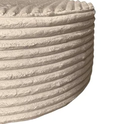 Pouf rond beige en velours côtelé RIVOLI