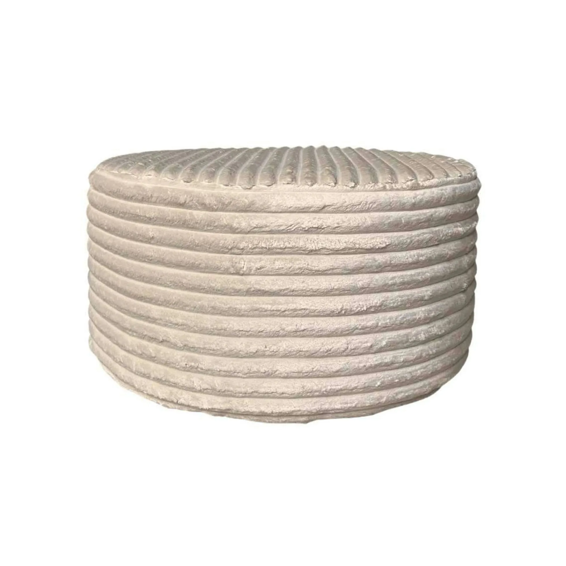 Pouf rond beige en velours côtelé RIVOLI