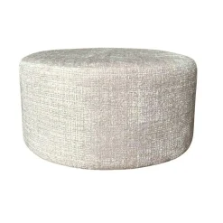 Pouf rond beige tissu doux Ø80 cm RIVOLI