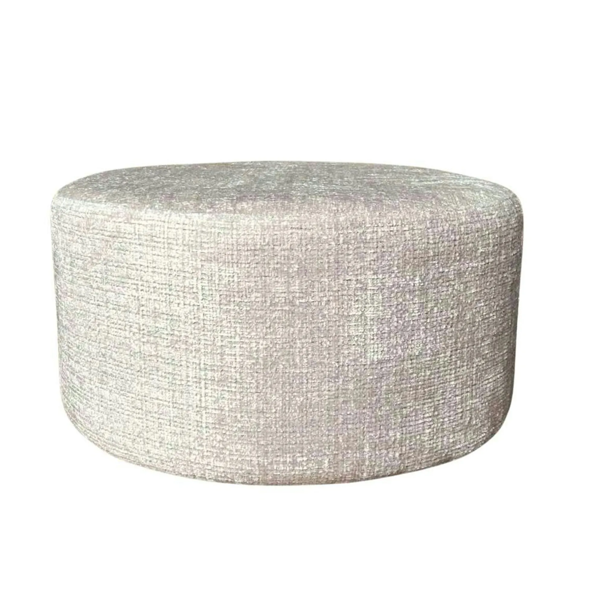 Pouf rond beige tissu doux RIVOLI