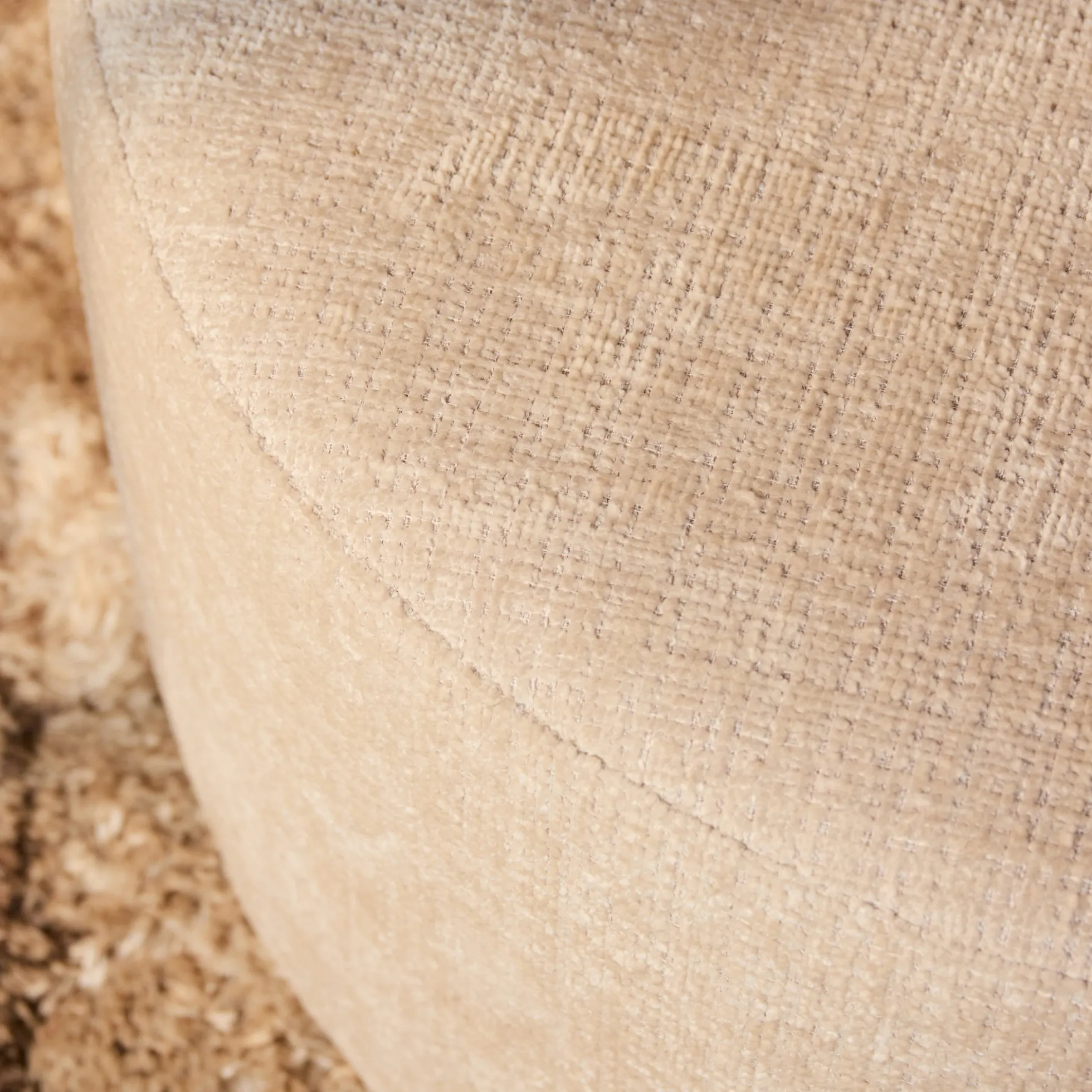 Pouf rond beige tissu doux RIVOLI