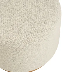 Pouf rond bouclette sable et bois clair BERLIN